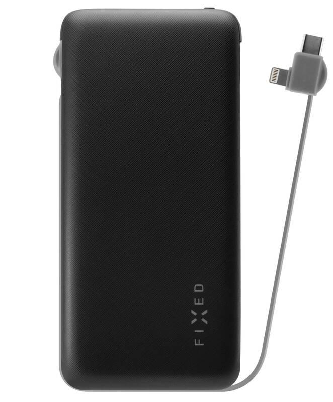 Powerbank FIXED Zen 10 000mAh, s kabelem USB Lightning, USB-C černá