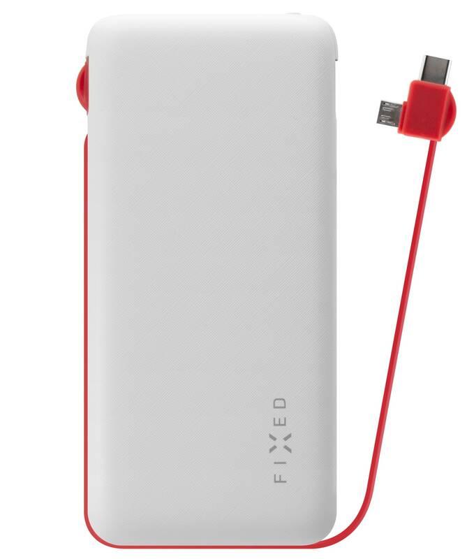 Powerbank FIXED Zen 10 000mAh, s kabelem USB Micro USB, USB-C bílá