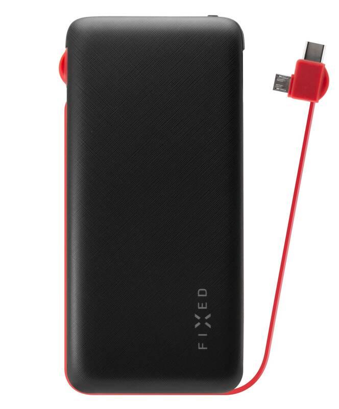 Powerbank FIXED Zen 10 000mAh, s kabelem USB Micro USB, USB-C černá