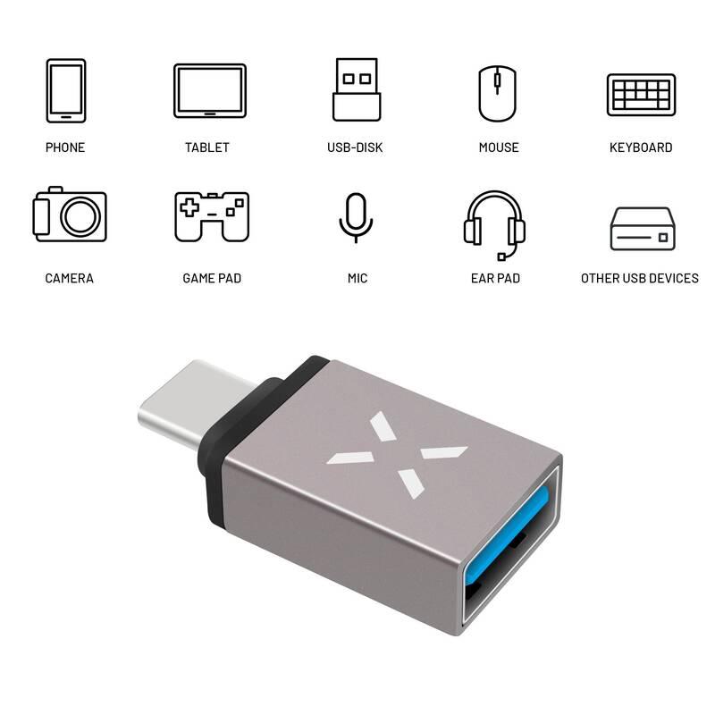 Redukce FIXED Link USB-A USB-C šedá