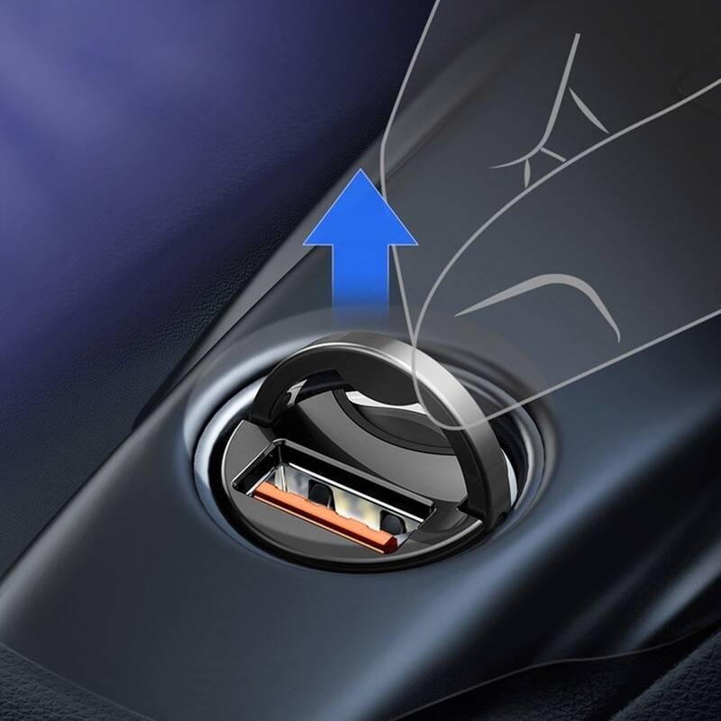 Adaptér do auta Baseus Tiny Star Mini, 1x USB, 30W šedý