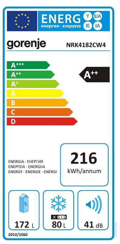 Chladnička s mrazničkou Gorenje NRK4182CW4 bílá