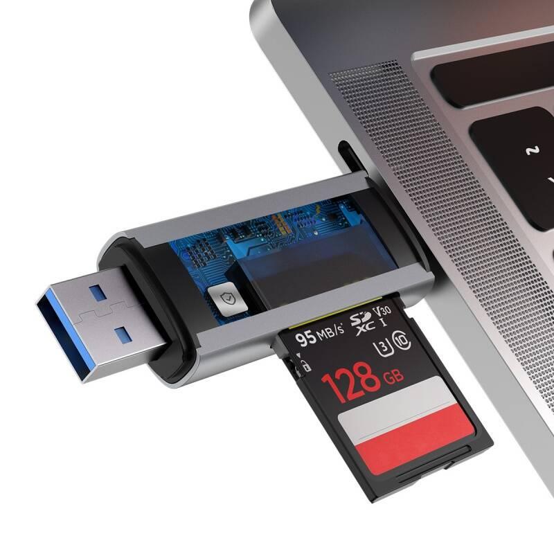 Čtečka paměťových karet Baseus Lentil Cabin, USB 3.0 USB-C šedý