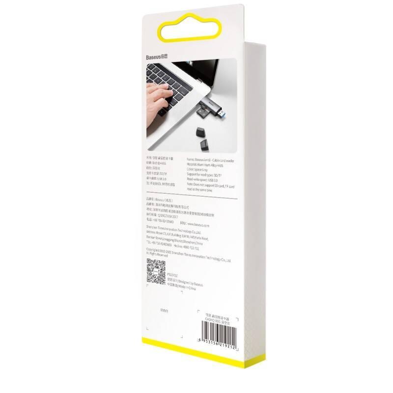 Čtečka paměťových karet Baseus Lentil Cabin, USB 3.0 USB-C šedý