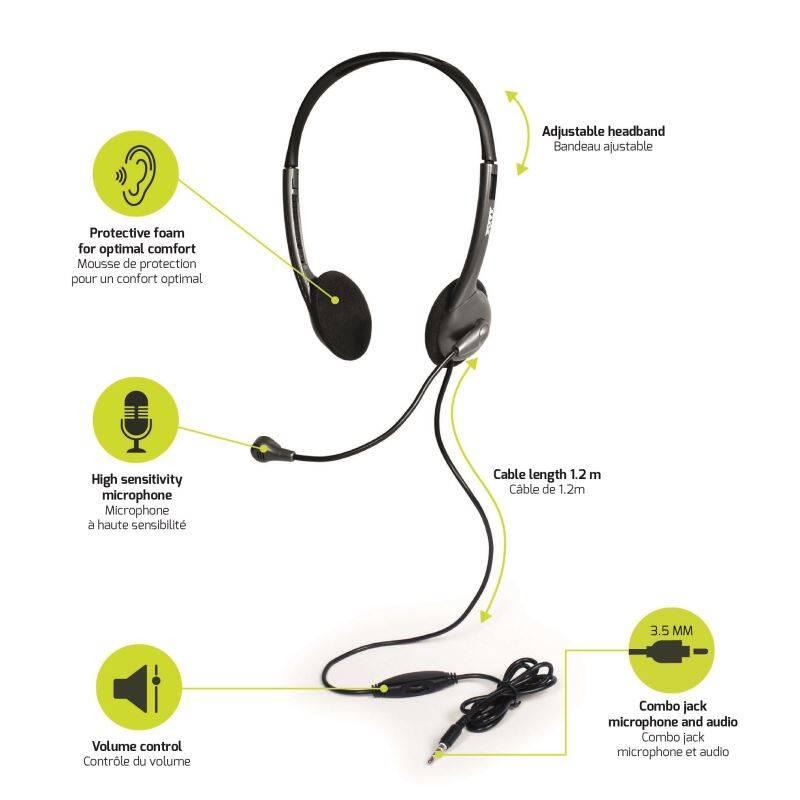 Headset PORT CONNECT Stereo 3,5 mm jack černý, Headset, PORT, CONNECT, Stereo, 3,5, mm, jack, černý