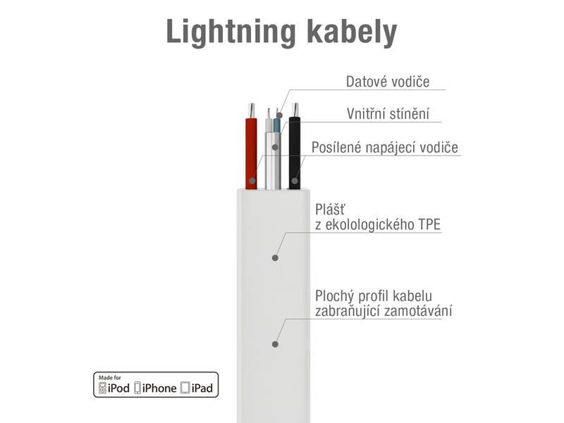 Kabel Avacom USB Lightning, MFi, 1,2m bílý