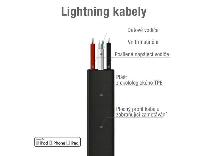 Kabel Avacom USB Lightning, MFi, 1,2m černý
