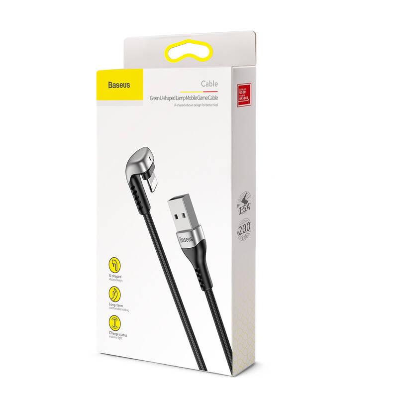 Kabel Baseus Green U-Shaped Mobile USB Lightning, 2m černý