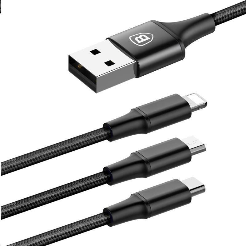 Kabel Baseus Rapid Series 3v1, USB Micro USB, Lightning, USB-C, 1,2m černý