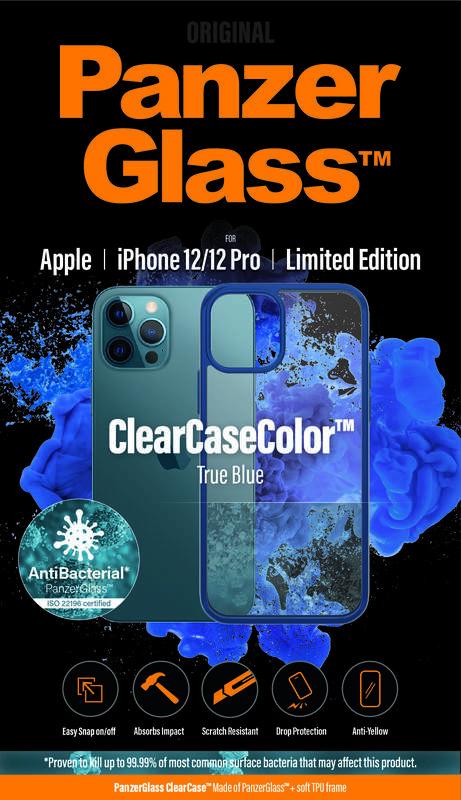 Kryt na mobil PanzerGlass ClearCase Antibacterial na Apple iPhone 12 12 Pro modrý