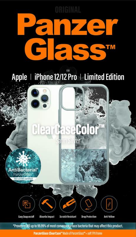 Kryt na mobil PanzerGlass ClearCase Antibacterial na Apple iPhone 12 12 Pro stříbrný, Kryt, na, mobil, PanzerGlass, ClearCase, Antibacterial, na, Apple, iPhone, 12, 12, Pro, stříbrný