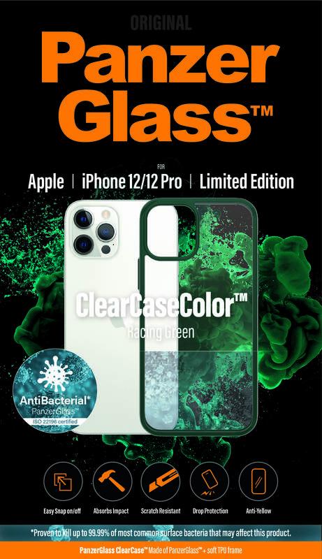 Kryt na mobil PanzerGlass ClearCase Antibacterial na Apple iPhone 12 12 Pro zelený