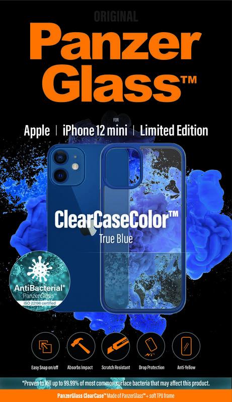 Kryt na mobil PanzerGlass ClearCase Antibacterial na Apple iPhone 12 mini modrý, Kryt, na, mobil, PanzerGlass, ClearCase, Antibacterial, na, Apple, iPhone, 12, mini, modrý