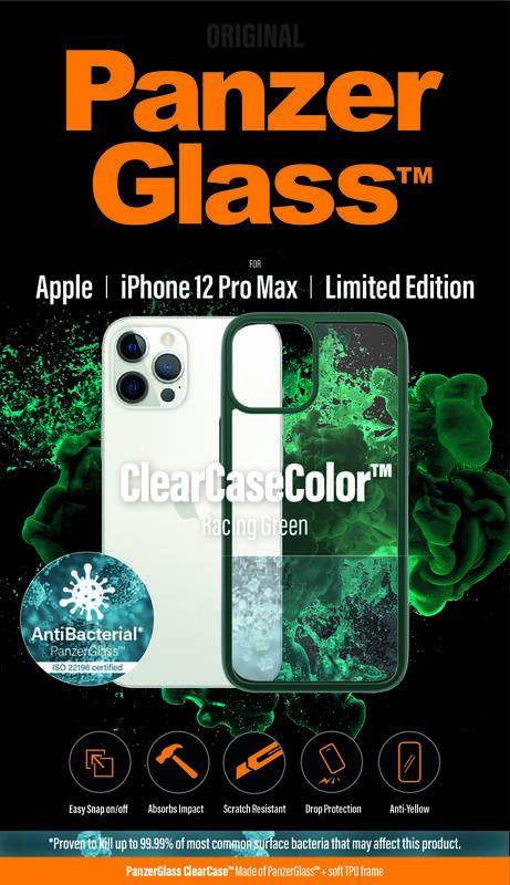 Kryt na mobil PanzerGlass ClearCase Antibacterial na Apple iPhone 12 Pro Max zelený
