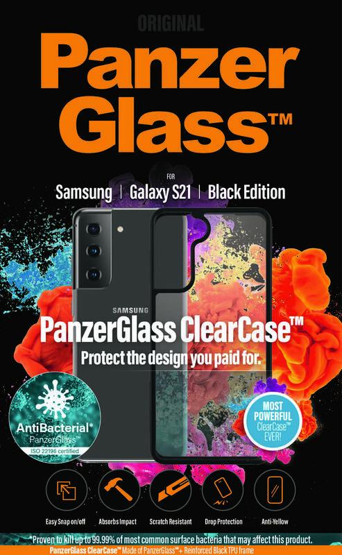 Kryt na mobil PanzerGlass ClearCase Antibacterial na Samsung Galaxy S21 černý průhledný