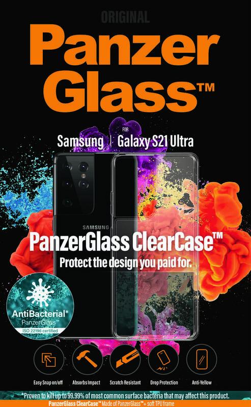 Kryt na mobil PanzerGlass ClearCase Antibacterial na Samsung Galaxy S21 Ultra průhledný