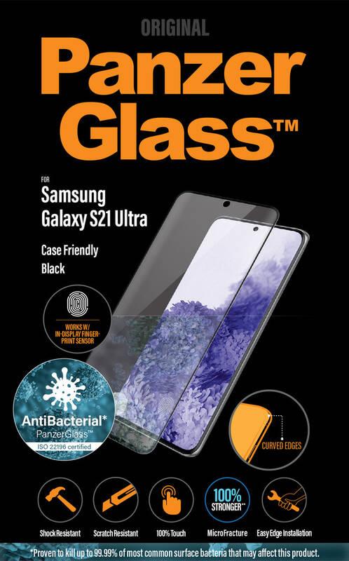 Tvrzené sklo PanzerGlass Premium Antibacterial na Samsung Galaxy S21 Ultra 5G černé