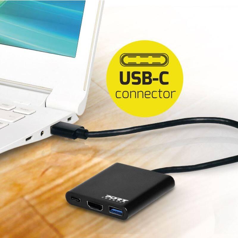 USB Hub PORT CONNECT USB-C HDMI, USB 3.0, USB-C 60W černý, USB, Hub, PORT, CONNECT, USB-C, HDMI, USB, 3.0, USB-C, 60W, černý