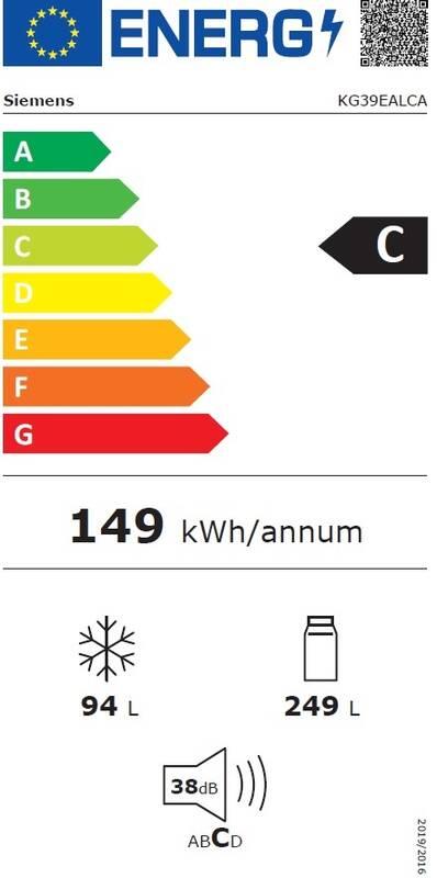 Chladnička s mrazničkou Siemens iQ500 KG39EALCA nerez