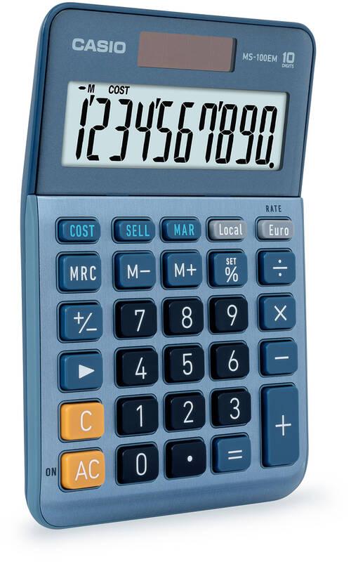 Kalkulačka Casio MS 100 EM modrá, Kalkulačka, Casio, MS, 100, EM, modrá