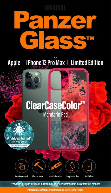 Kryt na mobil PanzerGlass ClearCase Antibacterial na Apple iPhone 12 Pro Max červený, Kryt, na, mobil, PanzerGlass, ClearCase, Antibacterial, na, Apple, iPhone, 12, Pro, Max, červený