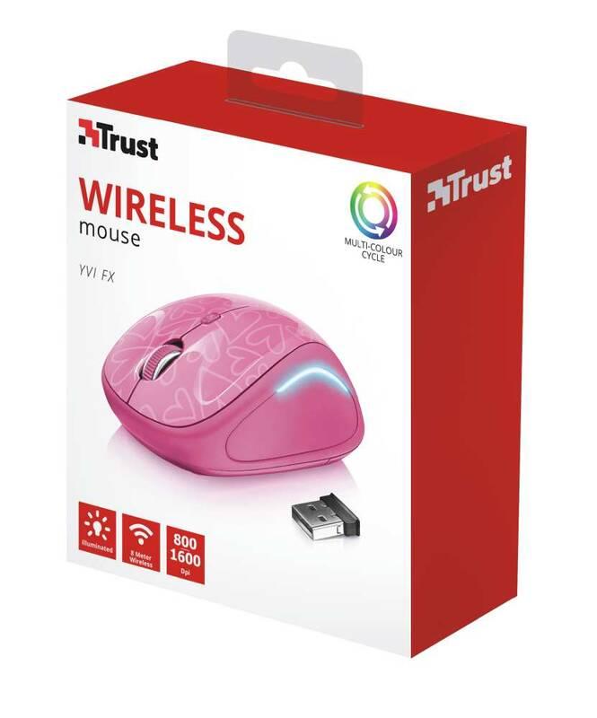 Myš Trust Yvi FX Wireless růžová, Myš, Trust, Yvi, FX, Wireless, růžová
