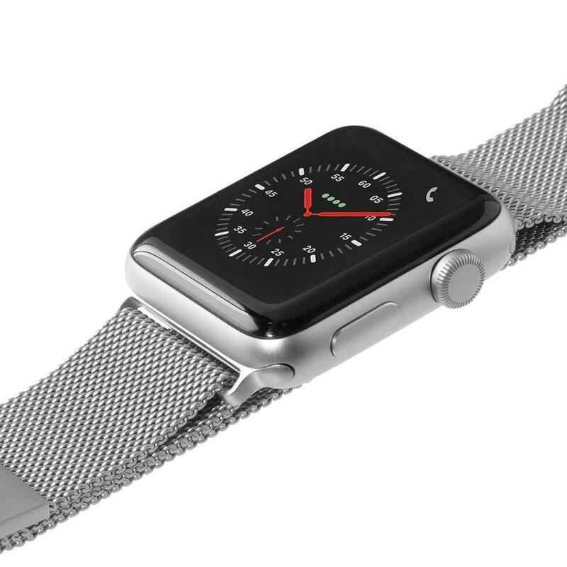 Řemínek LAUT na Apple Watch 42 44 mm, milánský tah stříbrný, Řemínek, LAUT, na, Apple, Watch, 42, 44, mm, milánský, tah, stříbrný