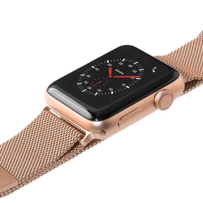 Řemínek LAUT na Apple Watch 42 44 mm, milánský tah zlatý