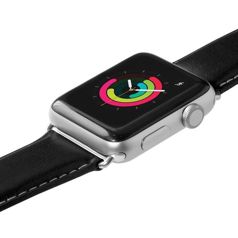 Řemínek LAUT Oxford na Apple Watch 42 44 mm, napa kůže černý