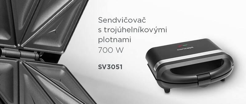 Sendvičovač Concept SV3051 černý, Sendvičovač, Concept, SV3051, černý