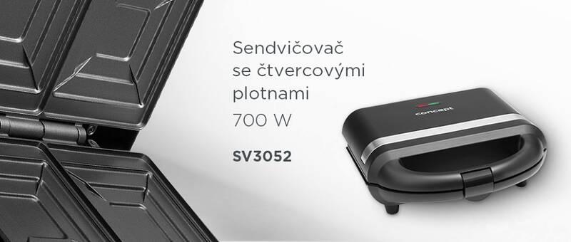 Sendvičovač Concept SV3052 černý, Sendvičovač, Concept, SV3052, černý