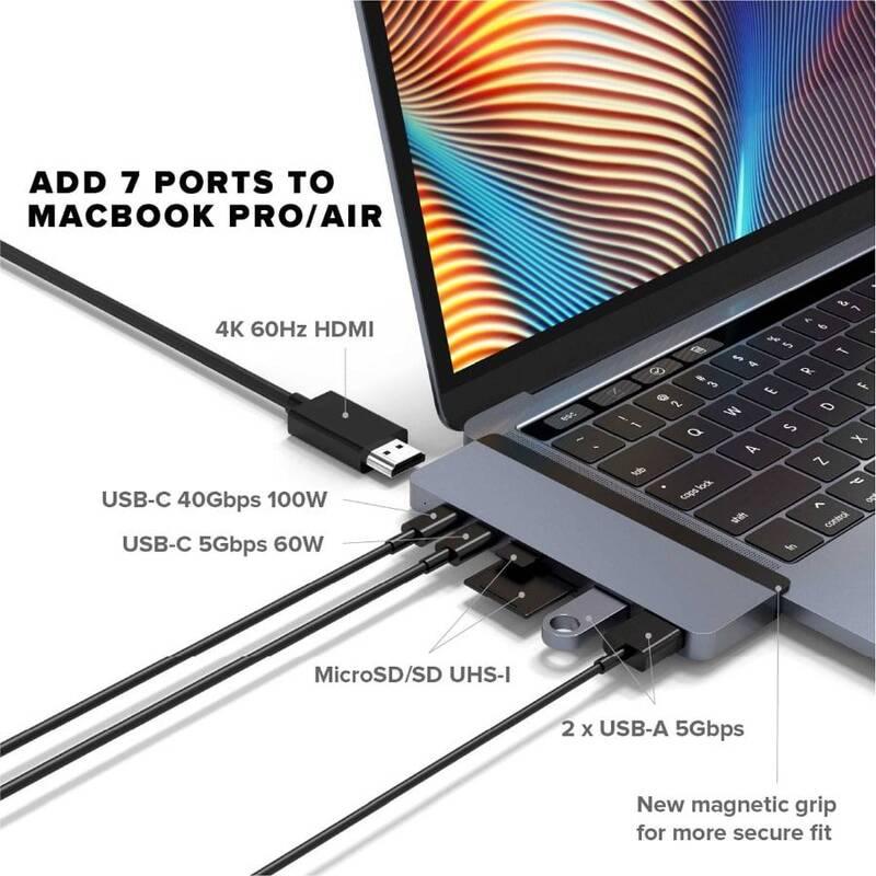 USB Hub HyperDrive DUO 7-in-2 Hub USB-C MacBook Pro stříbrný, USB, Hub, HyperDrive, DUO, 7-in-2, Hub, USB-C, MacBook, Pro, stříbrný