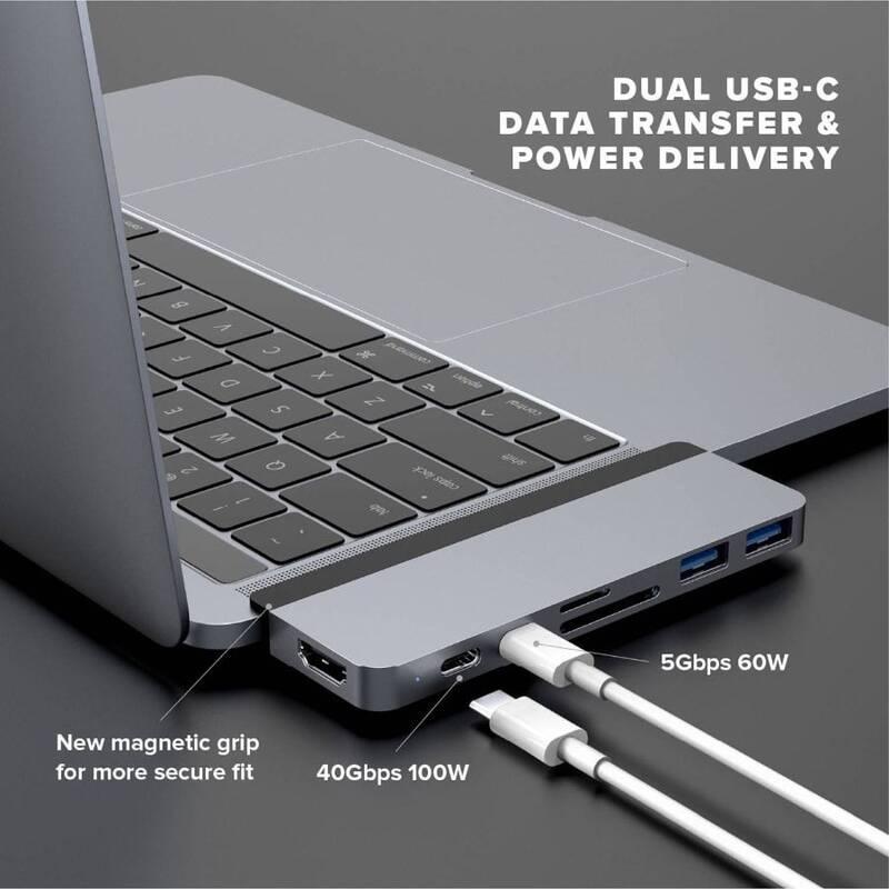 USB Hub HyperDrive DUO 7-in-2 Hub USB-C MacBook Pro stříbrný, USB, Hub, HyperDrive, DUO, 7-in-2, Hub, USB-C, MacBook, Pro, stříbrný