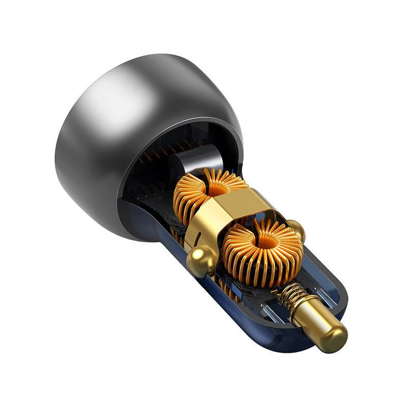 Adaptér do auta Baseus 1x USB, 1x USB-C, 65W šedý