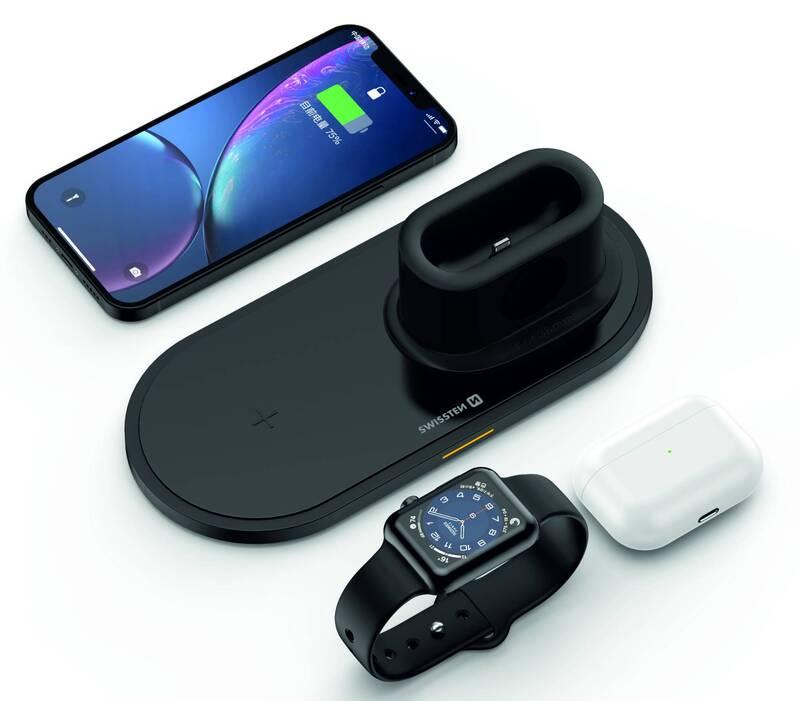 Bezdrátová nabíječka Swissten 3v1, pro iPhone, Apple Watch, Apple Airpods Pro, 15W černá, Bezdrátová, nabíječka, Swissten, 3v1, pro, iPhone, Apple, Watch, Apple, Airpods, Pro, 15W, černá