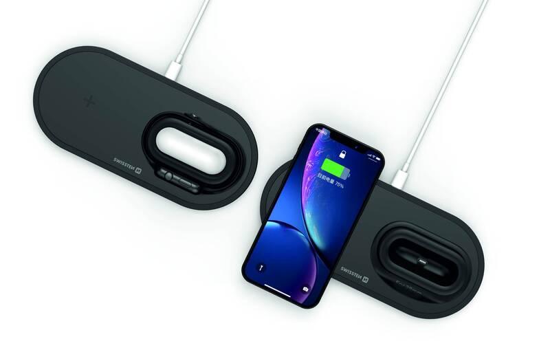 Bezdrátová nabíječka Swissten 3v1, pro iPhone, Apple Watch, Apple Airpods Pro, 15W černá