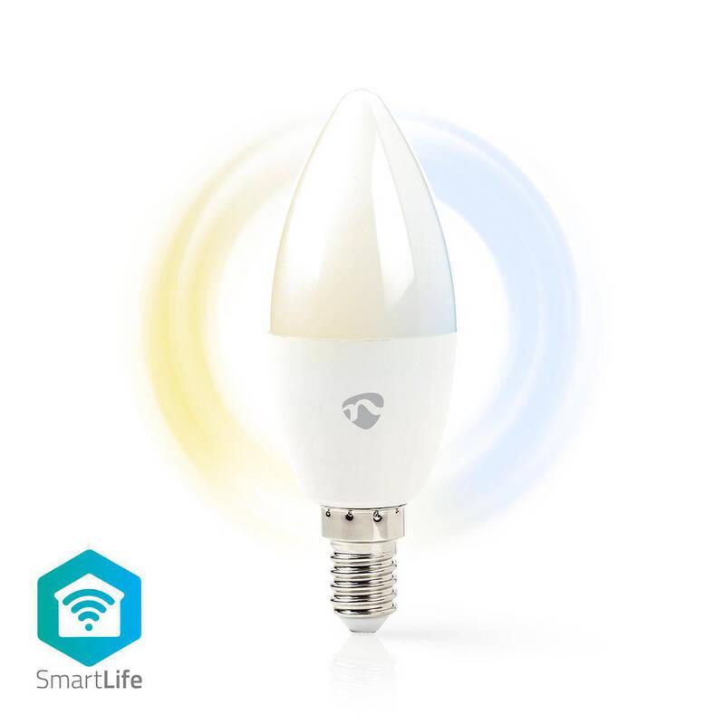 Chytrá žárovka Nedis svíčka, Wi-Fi, 4.5W, 350lm, E14, teplá bílá studená bílá, Chytrá, žárovka, Nedis, svíčka, Wi-Fi, 4.5W, 350lm, E14, teplá, bílá, studená, bílá