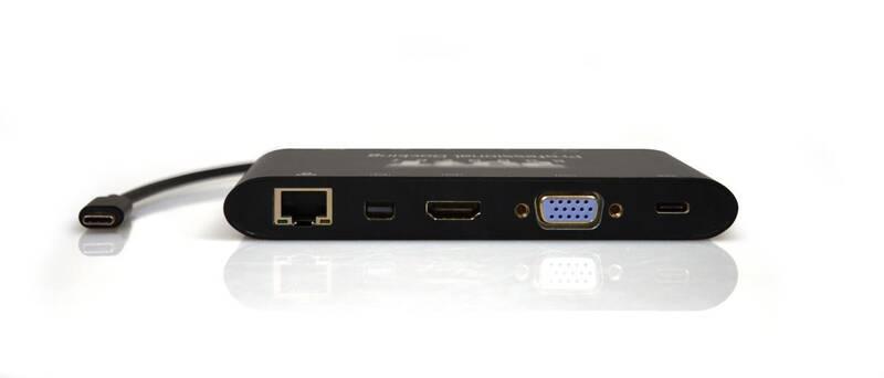 Dokovací stanice PORT CONNECT USB-C LAN, HDMI, mini Display Port, VGA, USB-C 60W, 3x USB-A, černá