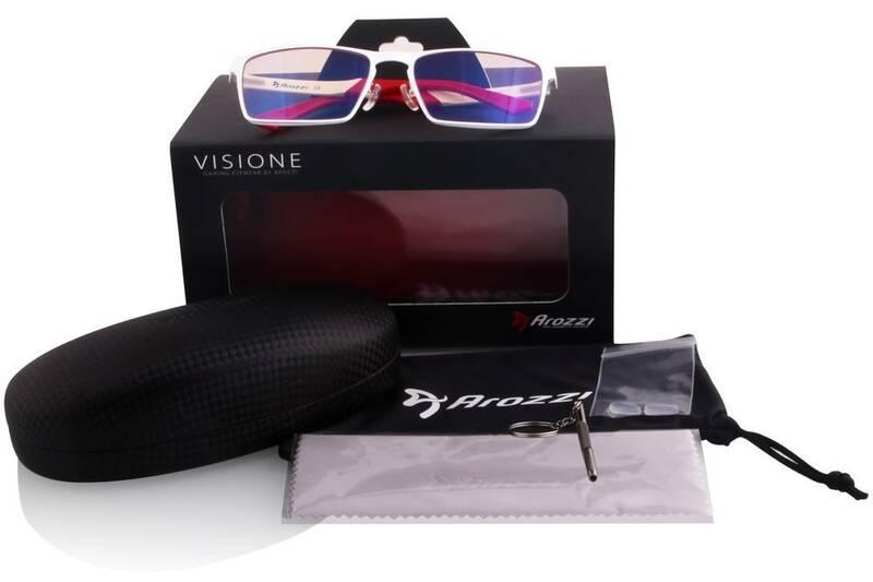 Herní brýle Arozzi VISIONE VX-800, jantarová skla bílé červené