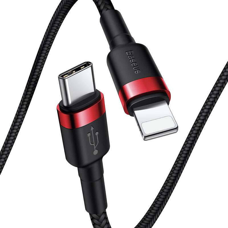 Kabel Baseus Cafule USB-C Lightning, PD 18W, 1m černý červený
