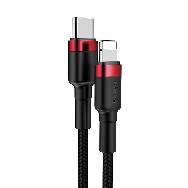 Kabel Baseus Cafule USB-C Lightning, PD 18W, 1m černý červený