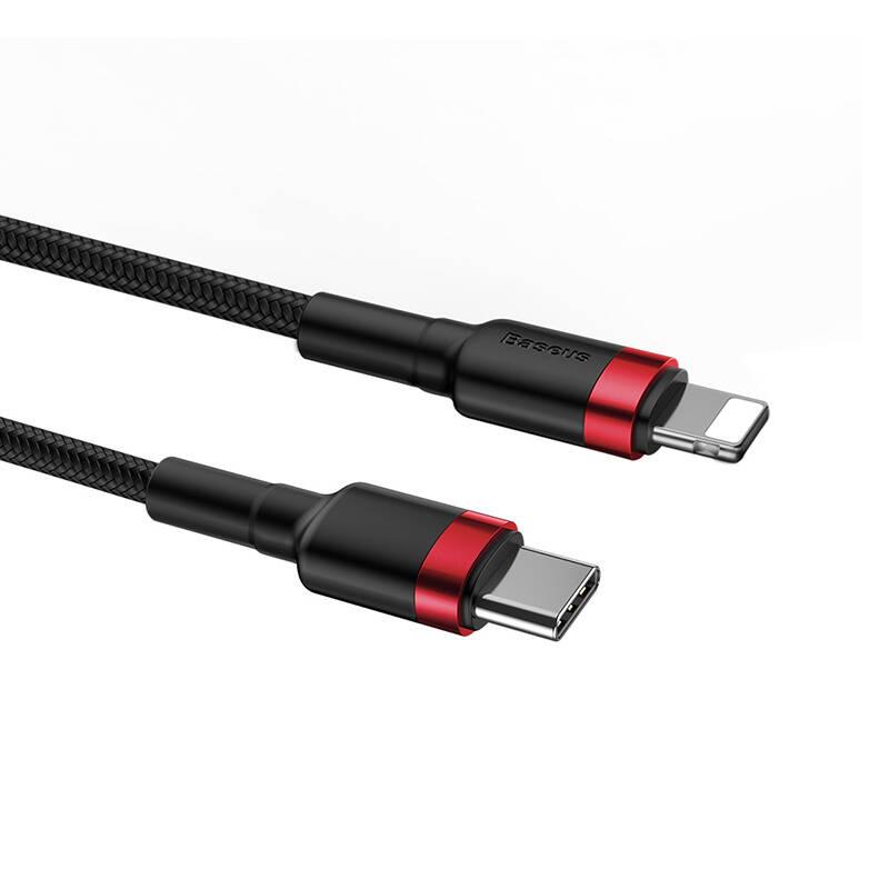 Kabel Baseus Cafule USB-C Lightning, PD 18W, 1m černý červený