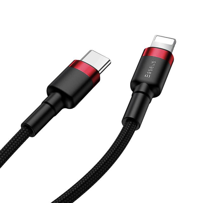 Kabel Baseus Cafule USB-C Lightning, PD 18W, 1m černý červený