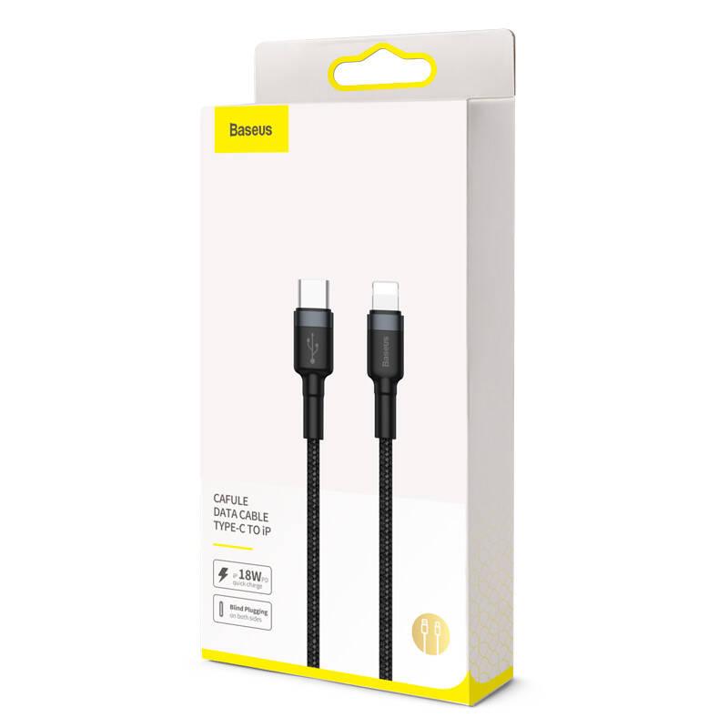 Kabel Baseus Cafule USB-C Lightning, PD 18W, 1m černý červený