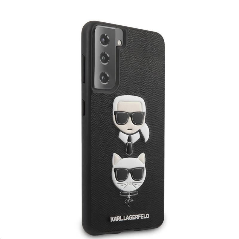 Kryt na mobil Karl Lagerfeld Saffiano K&C Heads na Samsung Galaxy S21 5G černý