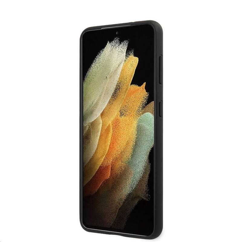 Kryt na mobil Karl Lagerfeld Saffiano K&C Heads na Samsung Galaxy S21 5G stříbrný