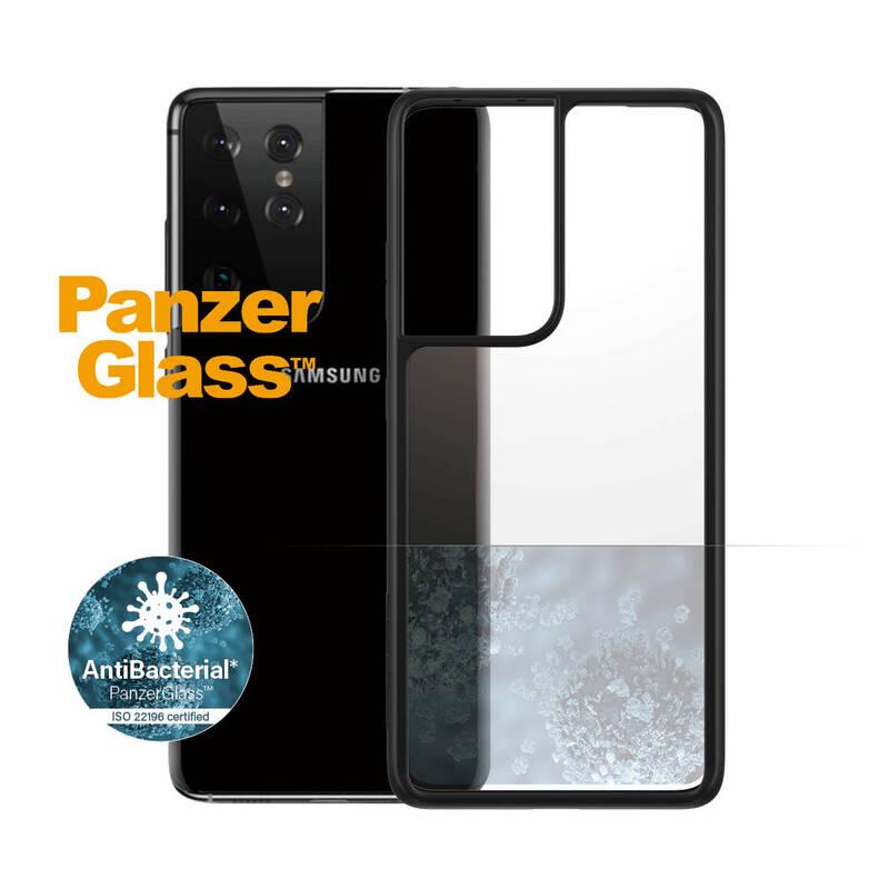 Kryt na mobil PanzerGlass ClearCase Antibacterial na Samsung Galaxy S21 Ultra černý průhledný