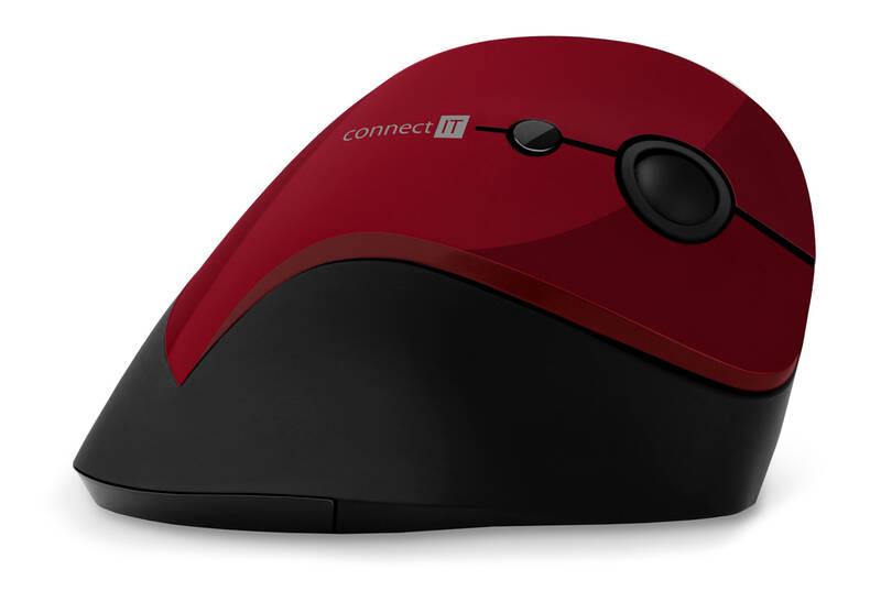 Myš Connect IT vertikální, ergonomická červená, Myš, Connect, IT, vertikální, ergonomická, červená