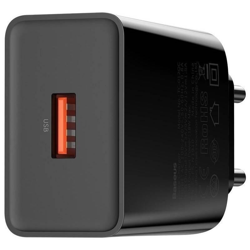 Nabíječka do sítě Baseus 1x USB, 18W černá
