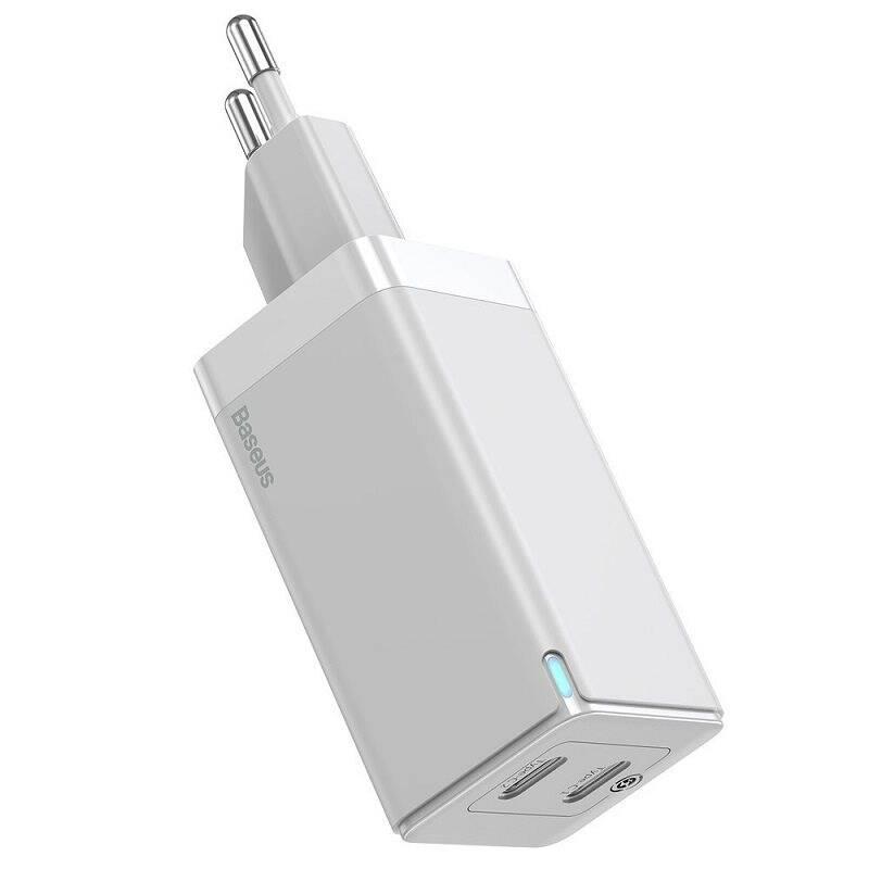 Nabíječka do sítě Baseus GaN2 Quick Charge 45W, 2x USB-C, QC 3.0 60W USB-C kabel 1m bílá